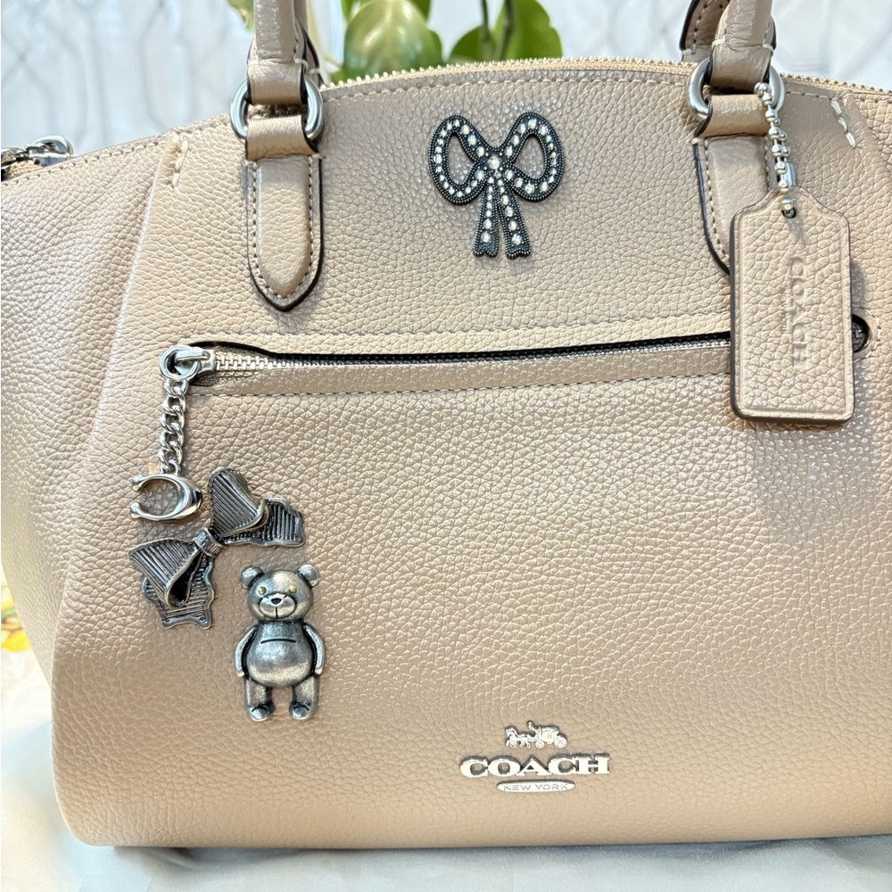 Coach Beige Satchel with Silver Details